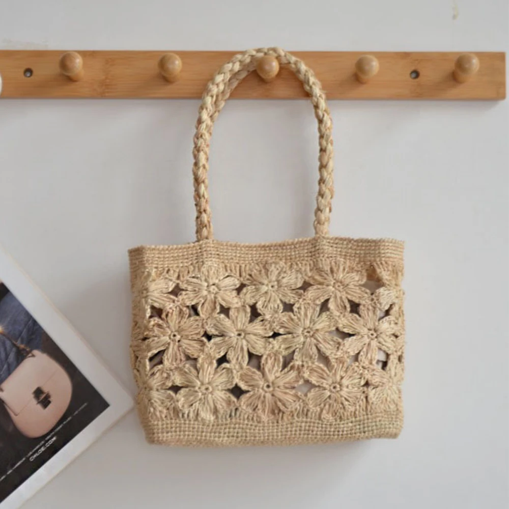 Art Craft Items - Boêmio flor saco de palha tote