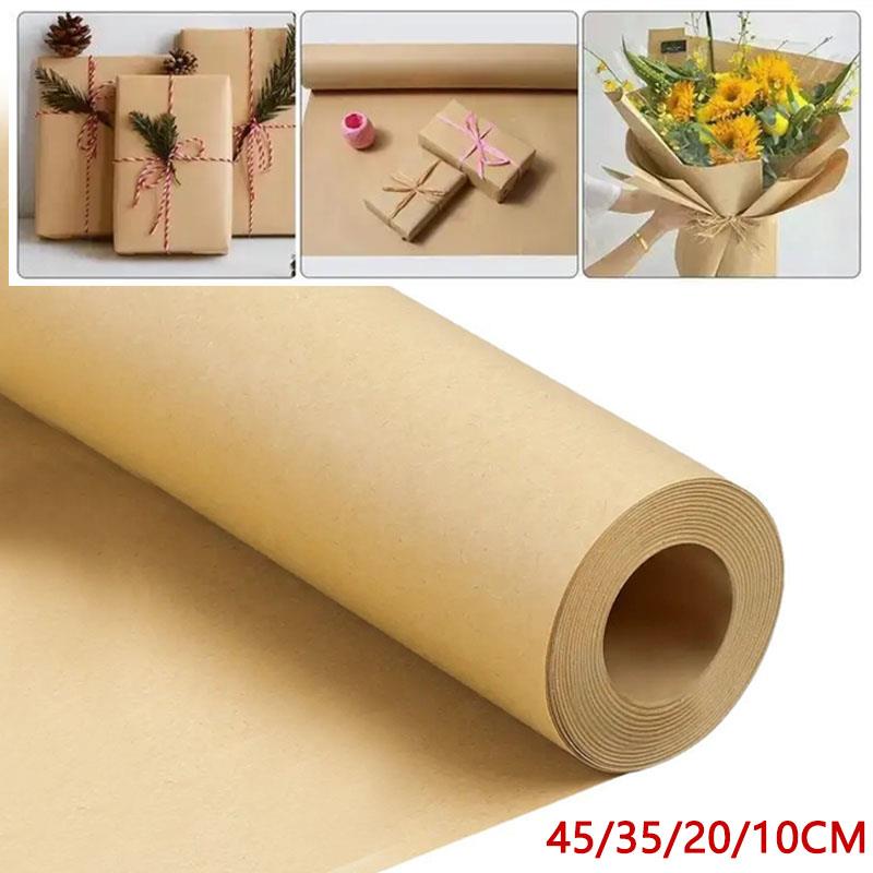 Art Craft Recycled Materials - 10m papel kraft marrom presente flores