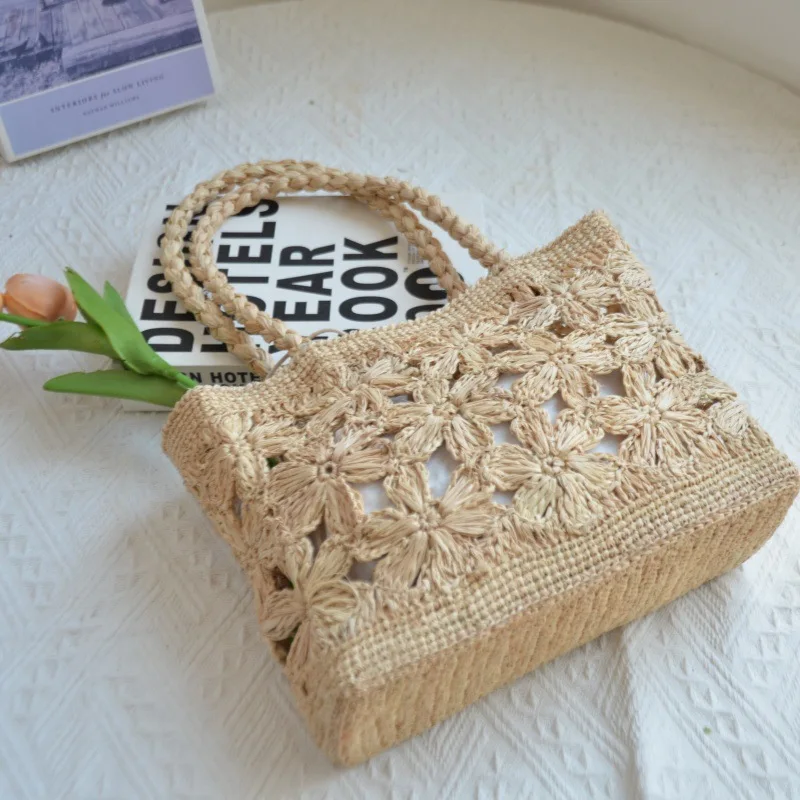 Boêmio flor saco de palha tote - Art Craft Items avaliação e preço
